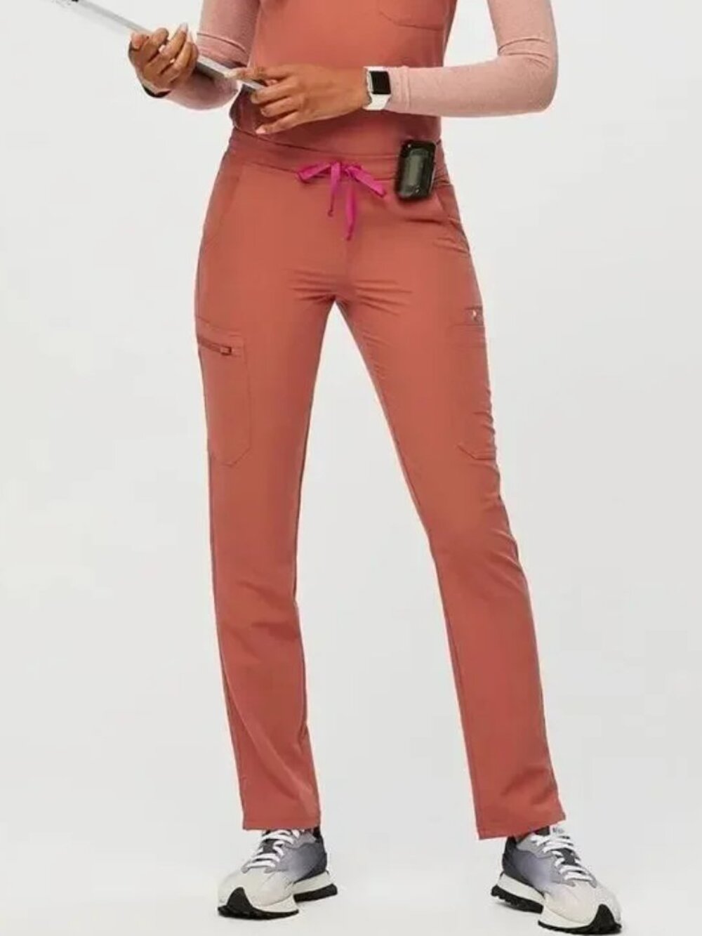 Figs Yola Slim Scrub Pant in Terracotta Size Small